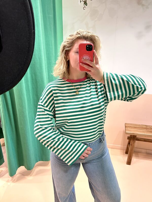 T-shirt streep - wijde mouw